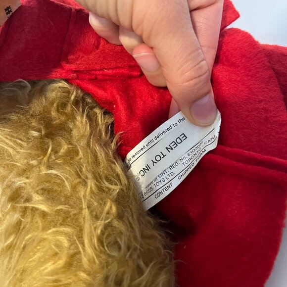 Vintage 1977 Paddington Bear Stuffed Plush 20" Eden Toys Yellow Boots Red Coat - Picture 10 of 16